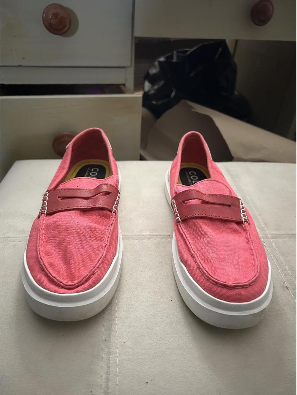 Cole Haan pink loafers with white accents size 7